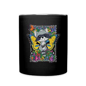 Insekt Wald Tier Geschenk Schmetterling Waschbär - Tasse einfarbig - Schwarz - Vorne
