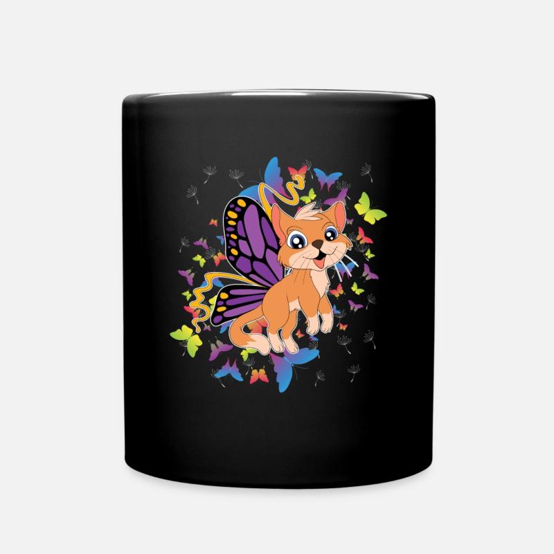 Wald Tier Tierfreunde Geschenk Schmetterling Fuchs - Tasse einfarbig - Schwarz