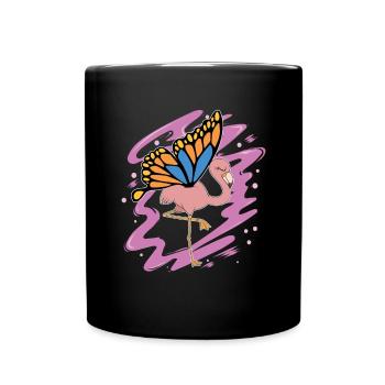 Exotisches Tier Geschenk Schmetterling Flamingo - Tasse einfarbig - Schwarz - Vorne