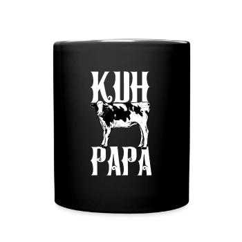 Kuhliebhaber - Kuh Papa - Tasse einfarbig - Schwarz - Vorne