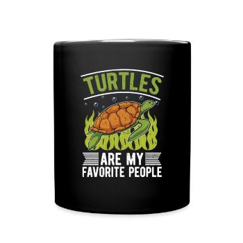 Schildkröten sind meine liebsten Menschen Tier - Tasse einfarbig - Schwarz - Vorne