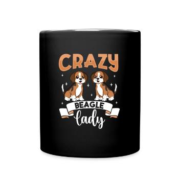 Crazy Beagle Lady - Beagle - Tasse einfarbig - Schwarz - Vorne