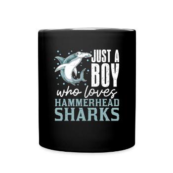 Shark Only one boy who loves hammerhead sharks Hammerhead shark - Full Colour Mug - black - Front