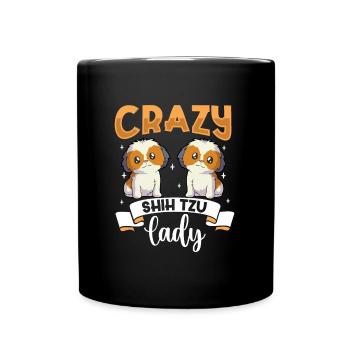 Crazy Shih Tzu Lady - Shih Tzu - Tasse einfarbig - Schwarz - Vorne