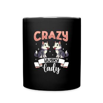 Crazy Husky Lady - Husky sibérien - Mug uni - noir - Devant