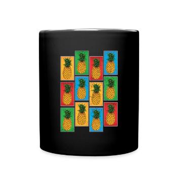 Fruits tropicaux Fruit Cadeau Pop Art Ananas - Mug uni - noir - Devant