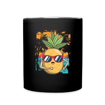 Obst Tropische Frucht Geschenk Sonnenbrille Ananas - Tasse einfarbig - Schwarz - Vorne