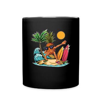 Obst Sommer Surfen Geschenk Dabbing Surfer Ananas - Tasse einfarbig - Schwarz - Vorne