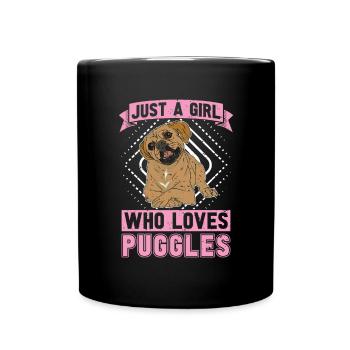 Juste une fille qui aime Puggles Chiens Puggle - Mug uni - noir - Devant
