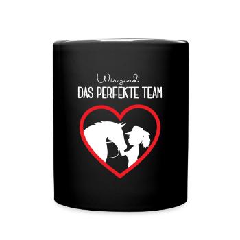 Perfektes Team Pferd Reiterin Reiter Westernreiten - Tasse einfarbig - Schwarz - Vorne