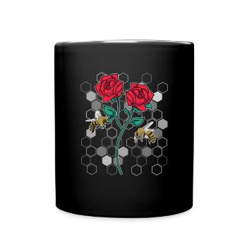 Jardin botanique Floral Cadeau Abeille Rose - Mug uni - noir - Devant