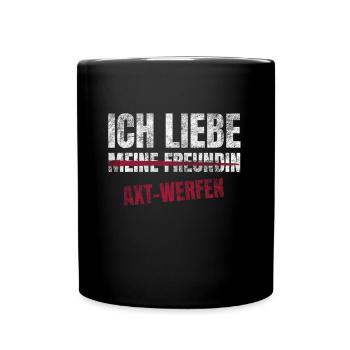 Axt-werfen Ich Liebe Zeitvertreib Hobby - Tasse einfarbig - Schwarz - Vorne