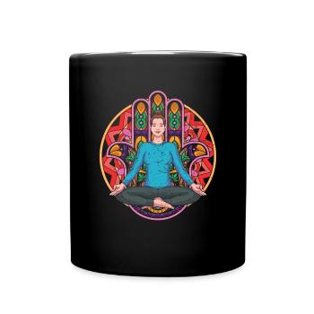 Buntes Mandala Spiritueller Yogi Geschenk Yoga - Tasse einfarbig - Schwarz - Vorne