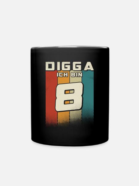 Digga ich bin 8 Jahre Junge 8. Geburtstag Retro - Tasse einfarbig - Schwarz