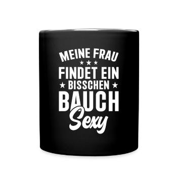 Sexy Bäuchlein Sexy Bierbauch Hochzeitstag Ehemann - Tasse einfarbig - Schwarz - Vorne