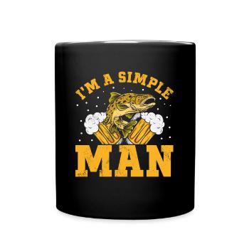 Bier trinken Angeln einfacher Mann Angeln und Bier - Tasse einfarbig - Schwarz - Vorne