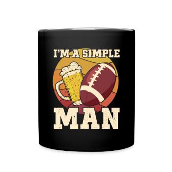 Beer Football I'm a Simple Man American Football - Full Colour Mug - black - Front