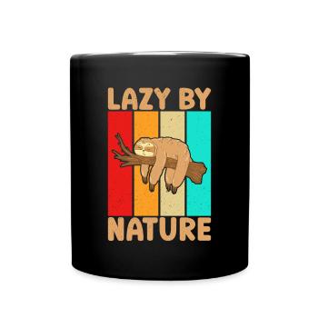 Lazy by Nature Sloth Pajama Sloth Sleep Shirt - Full Colour Mug - black - Front