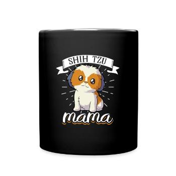 Shih Tzu Mama - Shih Tzu - Tasse einfarbig - Schwarz - Vorne