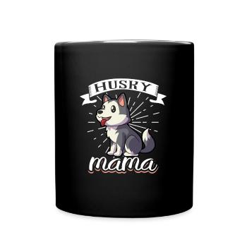 Husky Mama - Siberian Husky - Tasse einfarbig - Schwarz - Vorne