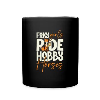 Smart Girl Riding Hobby Horse - Hobby Horsing - Full Colour Mug - black - Front