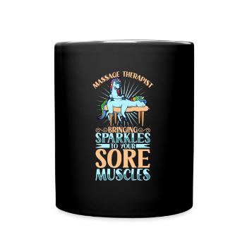 Licorne massée - massage - Mug uni - noir - Devant