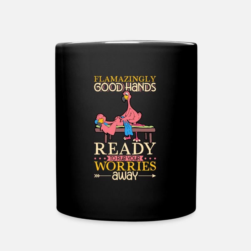 Flamant rose pendant le massage - Mug uni - noir