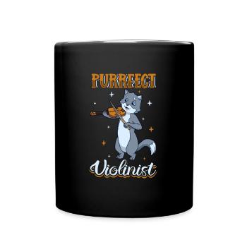 Purrfect Violoniste - Chat au violon - Mug uni - noir - Devant