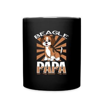 Beagle Papa - Beagle - Tasse einfarbig - Schwarz - Vorne