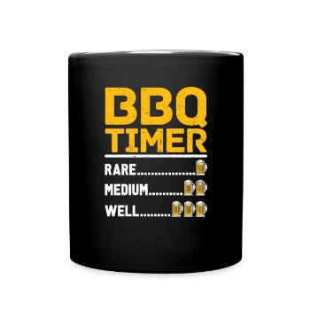 BBQ Timer Rare Medium Well Bier trinken Grillen - Tasse einfarbig - Schwarz - Vorne