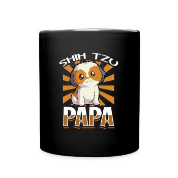 Shih Tzu Papa - Shih Tzu - Tasse einfarbig - Schwarz - Vorne