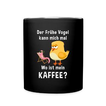 Kaffee Zubehör Koffein Getränk Wachmacher Kaffee - Tasse einfarbig - Schwarz - Vorne