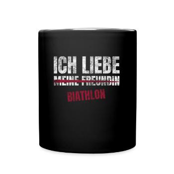 Biathlon Ich Liebe Zeitvertreib Hobby - Tasse einfarbig - Schwarz - Vorne