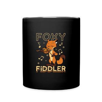 Foxy fiddler - fox on the violin - Full Colour Mug - black - Front