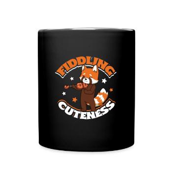 Fiddling cuteness - Roter Panda an der Geige - Tasse einfarbig - Schwarz - Vorne