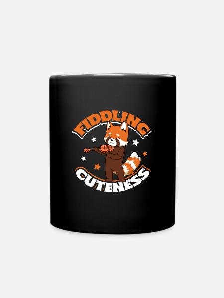 Fiddling cuteness - Roter Panda an der Geige - Tasse einfarbig - Schwarz