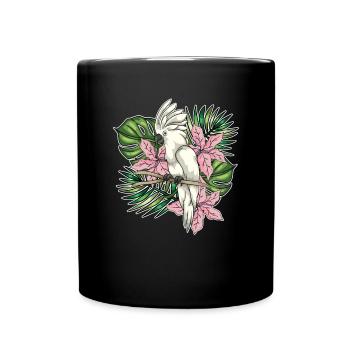 Oiseau amant perroquet Floral cadeau cacatoès - Mug uni - noir - Devant