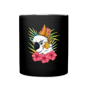 Hibiscus Floral perroquet oiseau cadeau cacatoès - Mug uni - noir - Devant