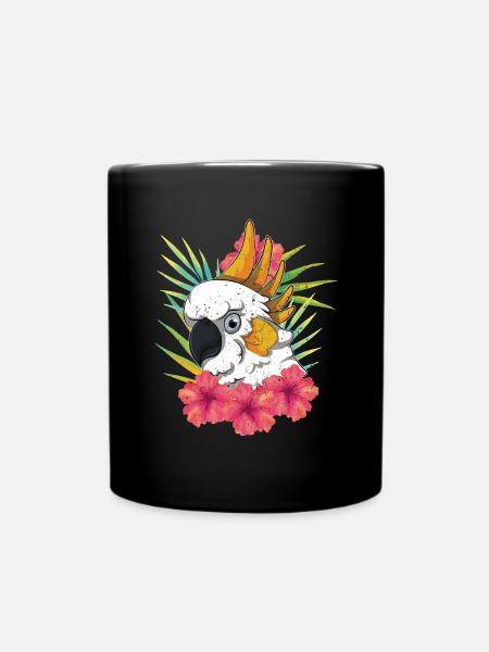 Hibiskus Blumen Papagei Vogel Geschenk Kakadu - Tasse einfarbig - Schwarz