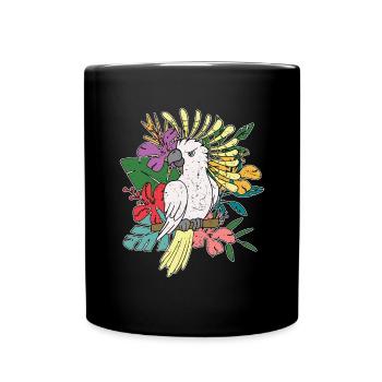 Oiseau perroquet Animal cadeau coloré Floral cacatoès - Mug uni - noir - Devant