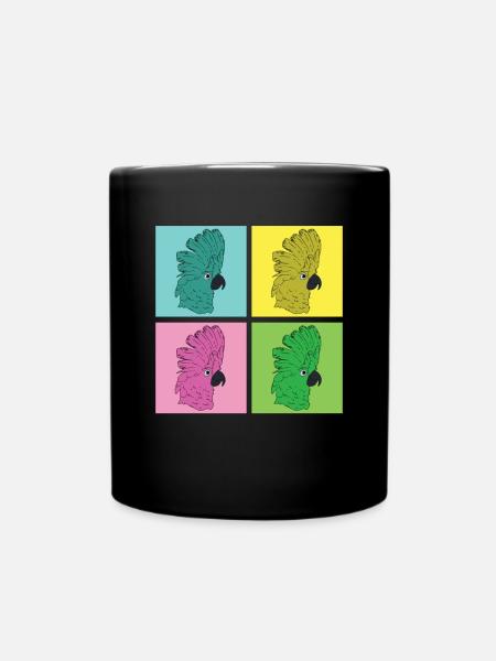 Vogel Papagei Tier Geschenk Pop Art Kakadu - Tasse einfarbig - Schwarz