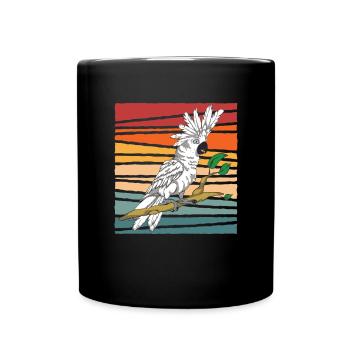 Retro Parrot Bird Gift Bird Lover Cockatoo - Full Colour Mug - black - Front