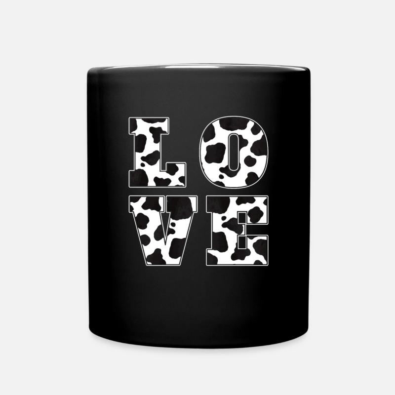 Cow Love Farm Animal Farmer Gift Cow Pattern - Full Colour Mug - black