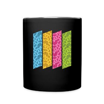 Bauer Tier Kuh Geschenk Farbenfrohes Kuh Muster - Tasse einfarbig - Schwarz - Vorne