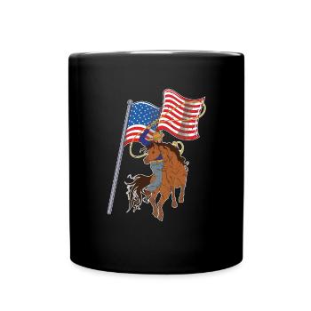 Drapeau des États-Unis chevaux texans cadeau Lariat Cowboy - Mug uni - noir - Devant