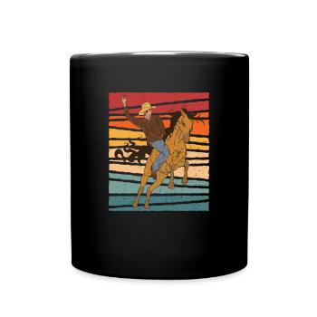 Retro Cowboy - Tasse einfarbig - Schwarz - Vorne