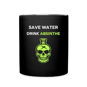 Wasser sparen, Absinth trinken - Tasse einfarbig - Schwarz - Vorne