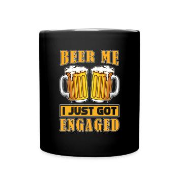 Beer Drinking Marriage Proposal Gift Engagement - Full Colour Mug - black - Front