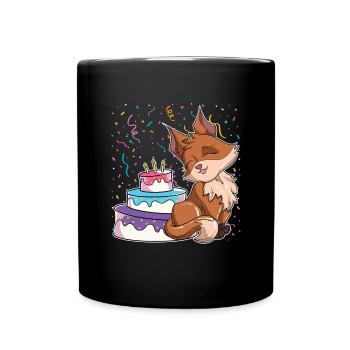 Waldbewohner Geburtstags Party Geschenk Fuchs - Tasse einfarbig - Schwarz - Vorne