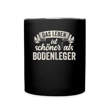 Bodenleger Fußbodenbelag Parkett Laminat Teppich - Tasse einfarbig - Schwarz - Vorne